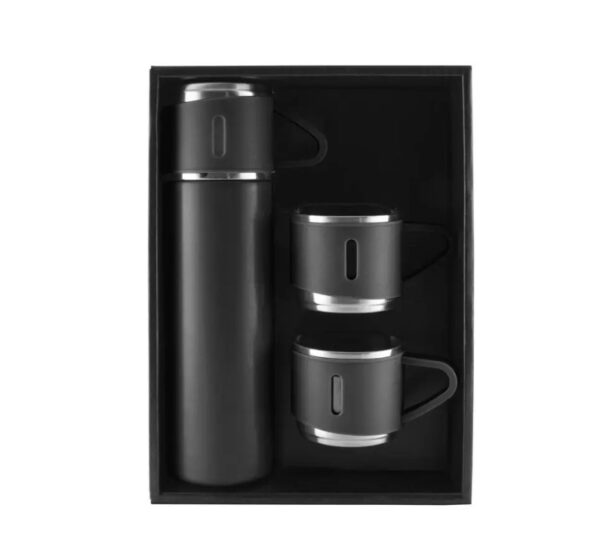 Набір термос з двома чашками, TEA SET 500ml, PG-220 - Чорний